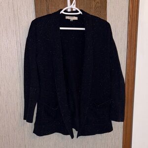 LOFT Navy Speckled Open-Front Cardigan